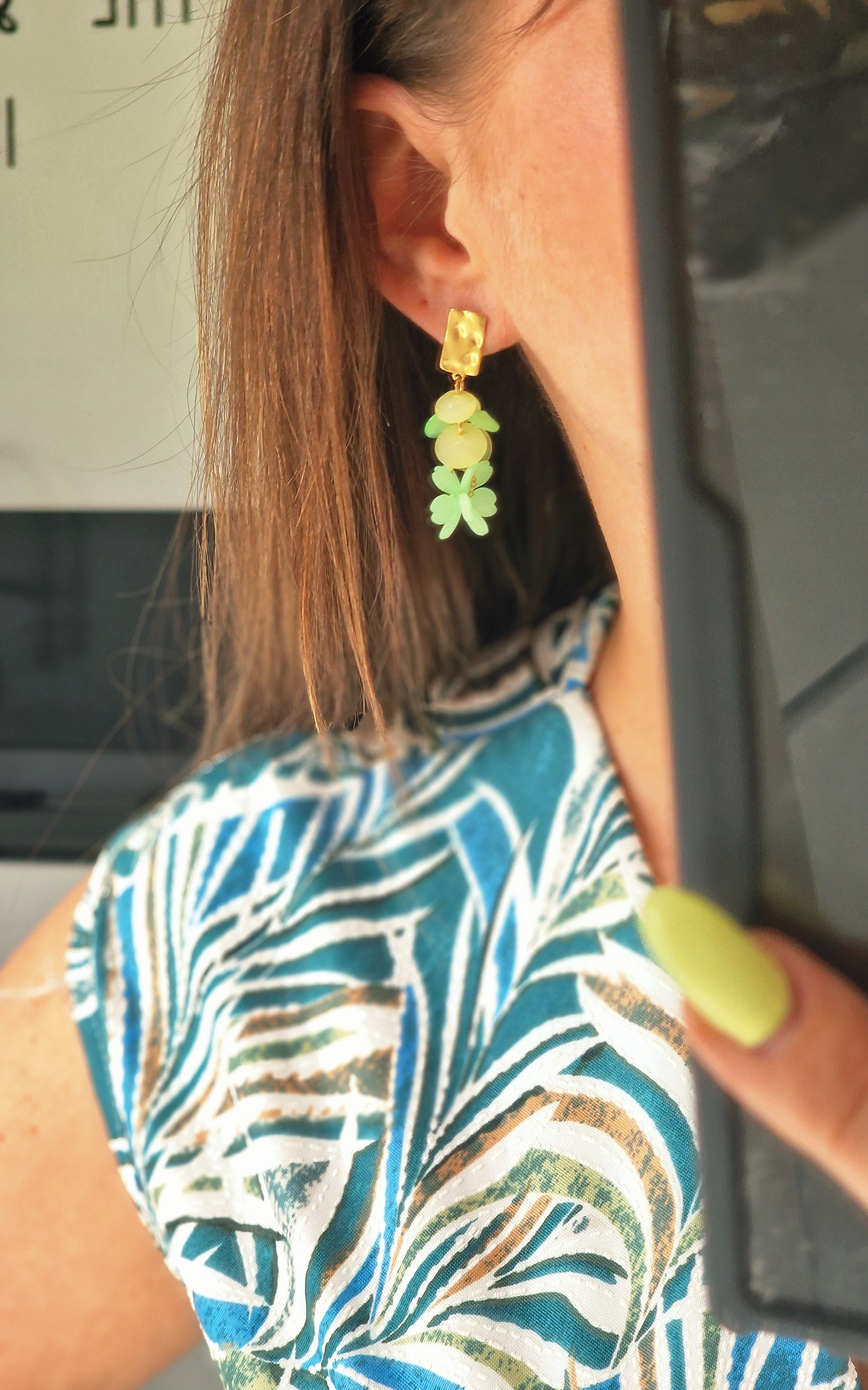 Boucles - FLEURS VERTES
